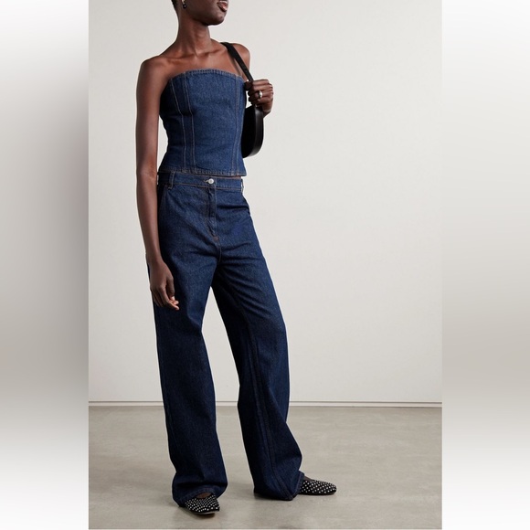 MAGDA BUTRYM Cropped denim bustier top, size FR38/US6 - Picture 1 of 4